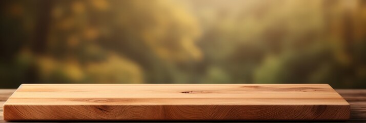 Wall Mural - Wooden Tabletop with Blurred Autumn Background