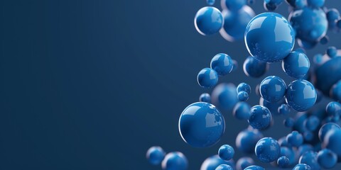 Sticker - 3D rendering of a dark blue background with floating spheres