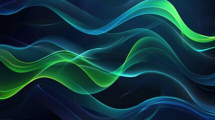 Modern blue green gradient flowing wave lines. Futuristic technology concept.