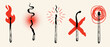 © vvvisual - Set of matches with abstract red elements. Collection design elements in modern grunge style.