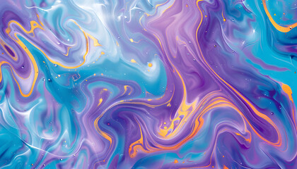 Wall Mural - An abstract image showcasing fluid waves in shades of blue and purple with hints of gold