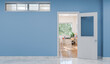 © Antonio Solano - Open Doorway to Classroom with Desks and Chairs. Copy Space