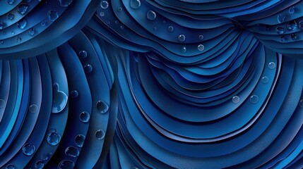 Wall Mural - Abstract Blue Waves With Water Drops