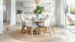 © Best - Create a coastal dining room with a light, airy beach vibe. Utilize white, blue, and beige hues, incorporating natural materials such as wicker and driftwood for a serene atmosphere.