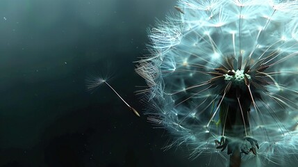 Poster -   A clear photo of a dandelion on a solid black backdrop