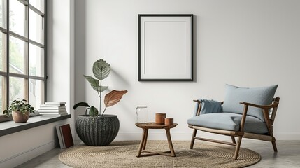 Wall Mural - Minimalist Living Room with Armchair and Plants