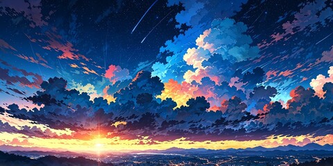Wall Mural - vector night sky and white clouds clean style background