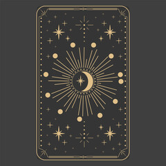 Wall Mural - alchemical esoteric mystical magic templates for tarot cards frame border with golden line celestial