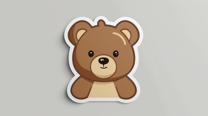 Sticker - A cute teddy bear head icon sticker stands out against a soft gray background