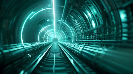 Poster - Futuristic Underground Transportation Tunnel with Glowing Neon Lights and Sleek Architecture