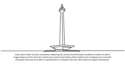 Wall Mural - Continuous one line design of indonesian monas .Minimalist style vector illustration on white background.