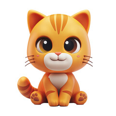 Wall Mural - Cute cartoon cat character sitting and smiling adorable mascot transparent background