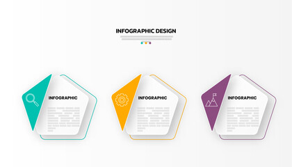 Modern business infographic template with 3 options or steps icons.