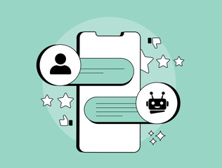 Wall Mural - ai customer support with chatbots, automated responses, virtual assistants, machine learning. natura