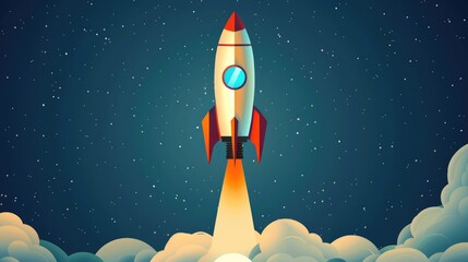 Wall Mural - Image of a rocket startup icon