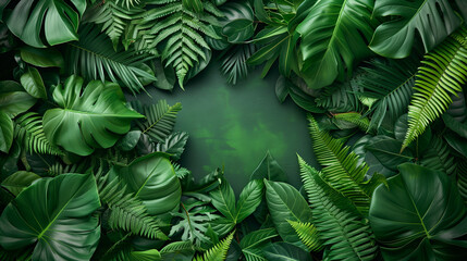 Wall Mural - tropical jungle leaves background with place for text or design