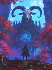 Poster - satanic cult and altar in the forest