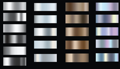 Wall Mural - Set of silver, bronze buttons and sliders, web icons of different forms. Gradient mesh. Button set color  glossy. EPS 10. 