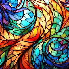 Wall Mural - A method of creating colorful windows by assembling pieces of tinted glass. Stained glass allows light to pass through while displaying intricate designs and patterns.