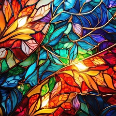 Wall Mural - A technique of creating decorative windows using colored glass pieces. Stained glass is often found in churches, depicting religious scenes or abstract designs.
