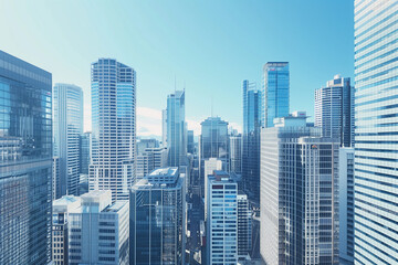  Skyline of Urban Financial District Under Blue Skies
