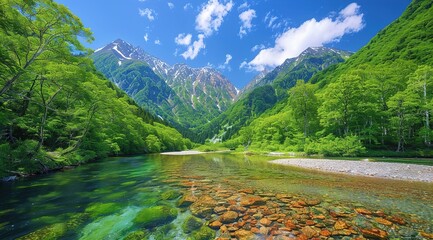 Sticker - mountain river in the mountains