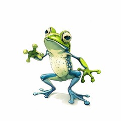 Canvas Print - funny frog on white background