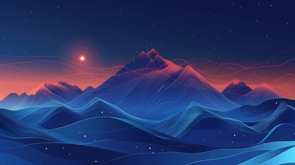 Wall Mural - Abstract mountain landscape in terrain lines and colors