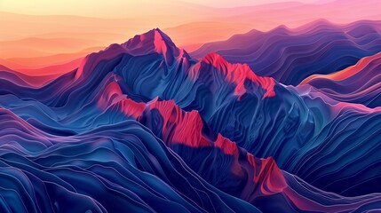 Wall Mural - Abstract mountain landscape in terrain lines and colors