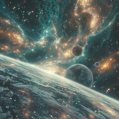 Wall Mural - ultra realistic , space cinematic scene , psychedelic , lsd, interstella