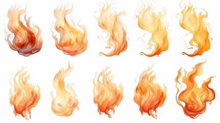 Poster - A series of ten different stylized flames illustrating varying shapes and intensities