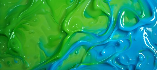 Wall Mural - abstract background made from green and blue jello. gloss shiny glass wallpaper. smooth liquid textu