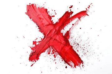 Wall Mural - Brush X. Red Spray Stain Shaped as Letter X on Isolated White Background