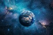 © anatolir - Stunning highresolution image of earth against a cosmic backdrop with nebulae and stars