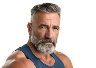 Wall Mural - Serious Mature Man in Blue Tank Top