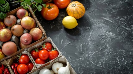 Wall Mural - Assorted Fresh Vegetables in Rustic Setting