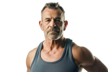 Wall Mural - Serious Mature Man in Dark Grey Tank Top