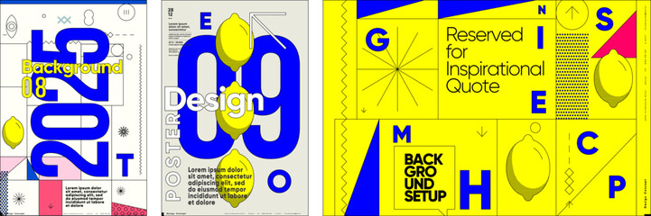 Wall Mural - a series of visually striking concept posters blending bold typography, vibrant colors, and geometri