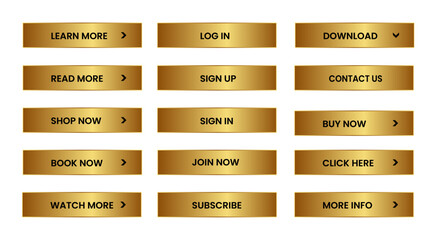 Wall Mural - Web Buttons set. shining gold. Vector EPS 10