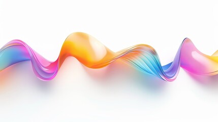 Wall Mural - Abstract, holographic neon design elements in 3D wavy waves