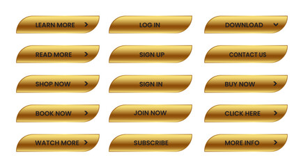 Wall Mural - Web Buttons set. shining gold. Vector EPS 10