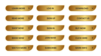 Web Buttons set. shining gold. Vector EPS 10