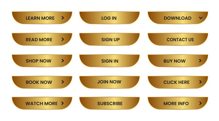 Wall Mural - Web Buttons set. shining gold. Vector EPS 10