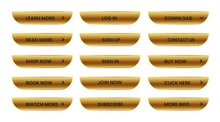 Wall Mural - Web Buttons set. shining gold. Vector EPS 10