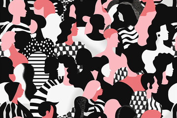 Wall Mural - Crowd of people vector illustration. Multiculturality.