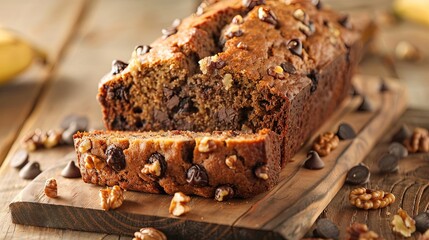 Wall Mural - Banana Bread: Delicious homemade banana bread with walnuts or chocolate chips