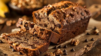 Wall Mural - Banana Bread: Delicious homemade banana bread with walnuts or chocolate chips