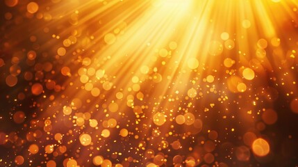 Canvas Print - Glowing Sunlight Backdrop with Festive Flares and Blurred Golden Lights