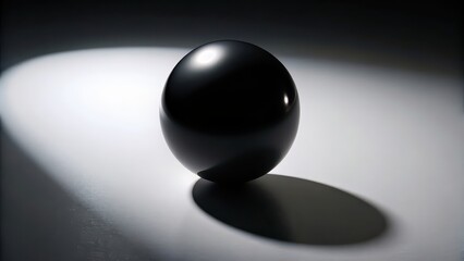 Sticker - Black sphere casting a shadow, black, sphere, shadow,glossy, dark, geometric, abstract, minimal, round, shape, contrast