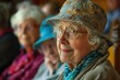© anatolir - Closeup portrait of a joyful elderly woman in a stylish hat with a captivating smile